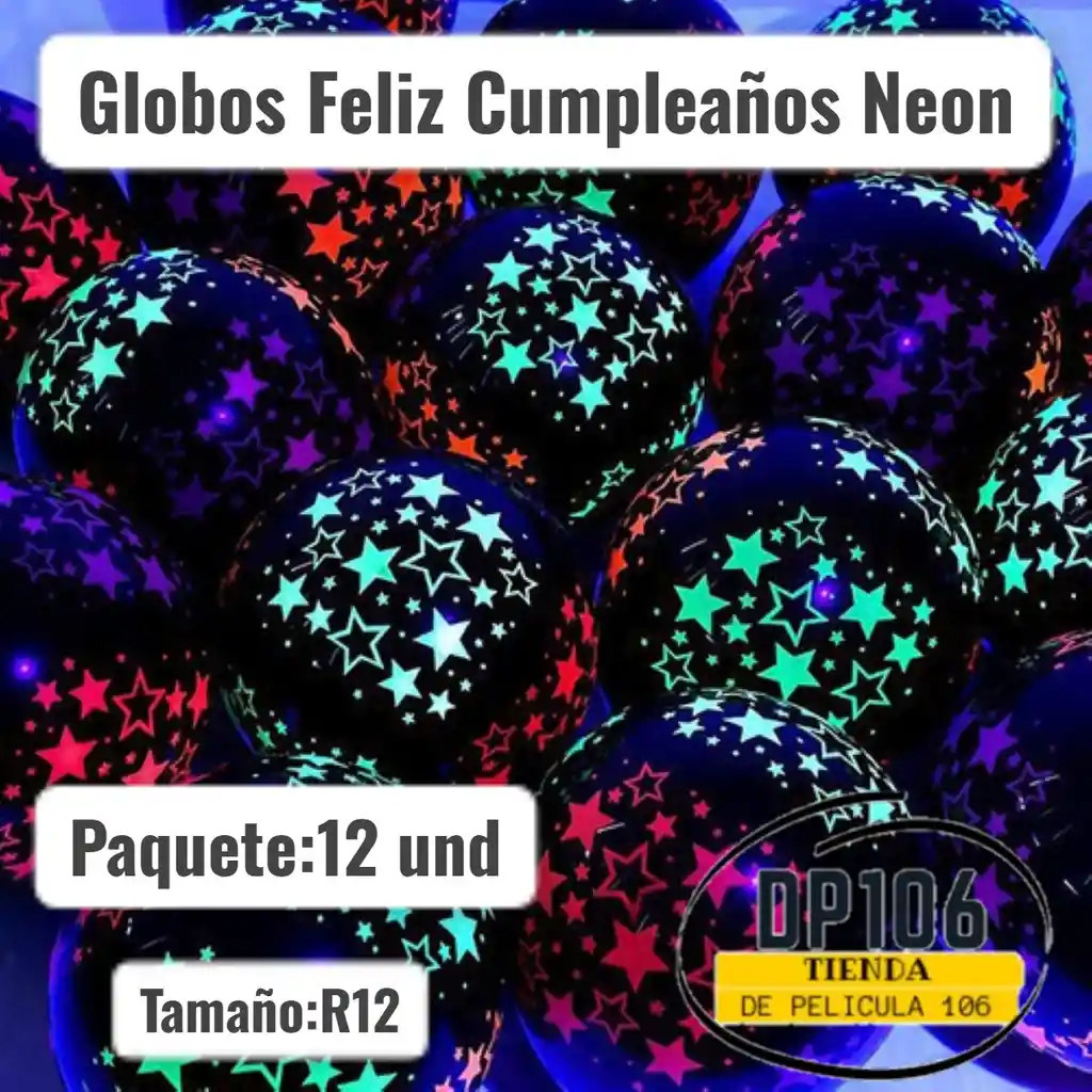 Globos Feliz Cumpleaños Neon 12 Und
