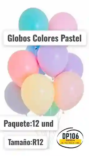 Globos Colores Pastel Surtidos 12 Und