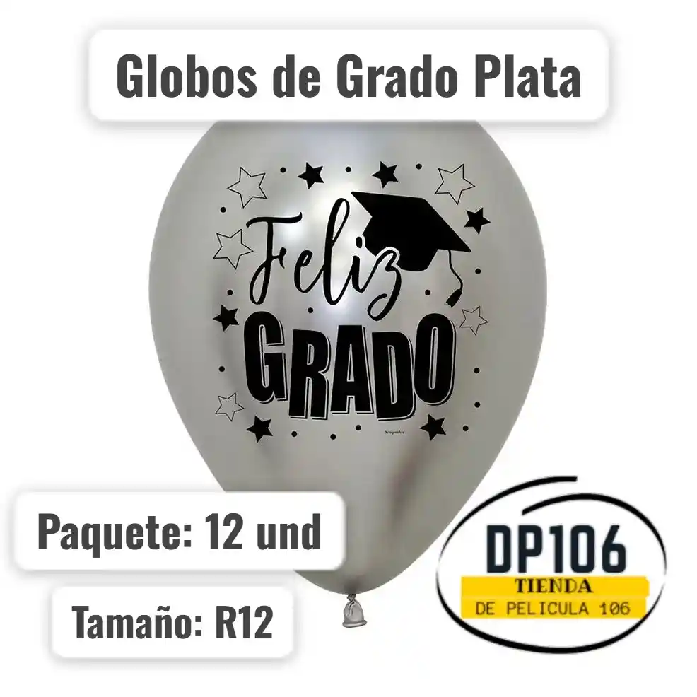Globos De Grado Plata 12 Und