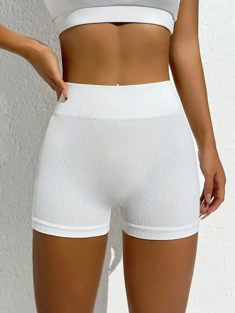 Short Gym Acanalado Calza Mujer Short Talla M