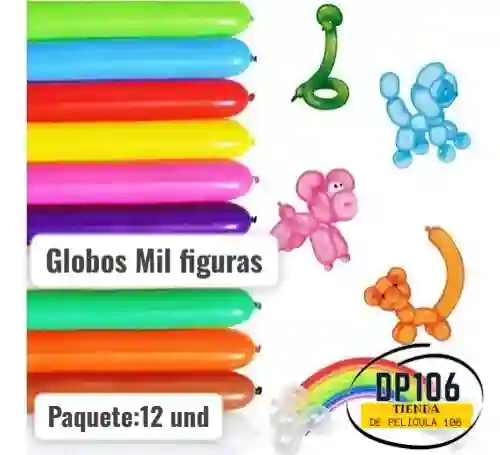 Globos Mil Figuras Colores Surtidos 12 Und