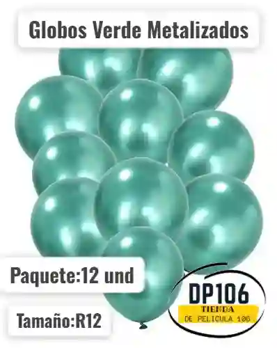 Globos Verde Metalizados 12 Und