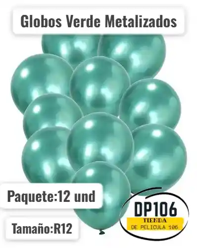 Globos Verde Metalizados 12 Und