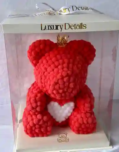 Oso Pompones Rojo Corazon Blanco 35 Cm