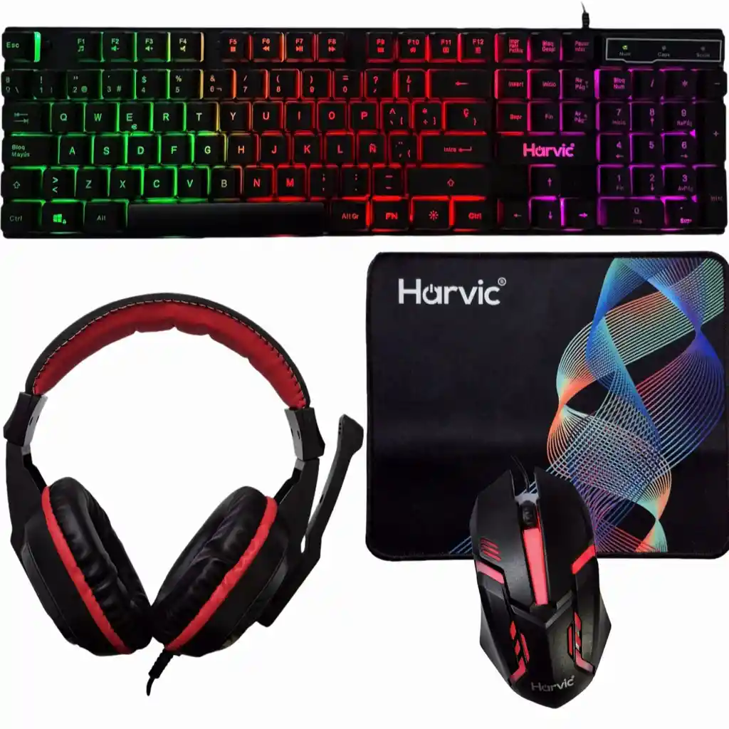 Set Gamer 4 En 1 Teclado Retroiluminado/mouse Retroiluminado/mouse Pad y didema gamer
