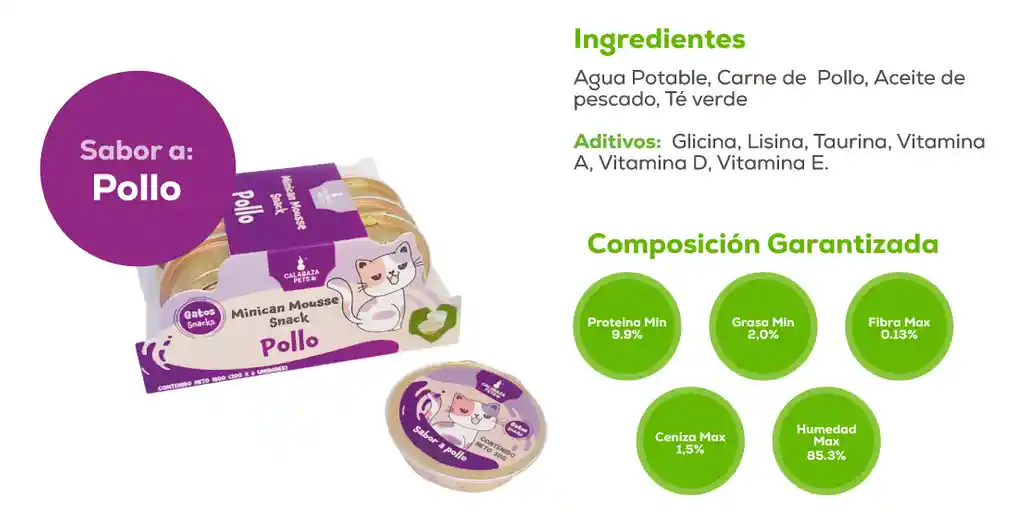 Snack Minican Mousse Alimento Para Gato Caja * 6 Unidades Sabor A Pollo
