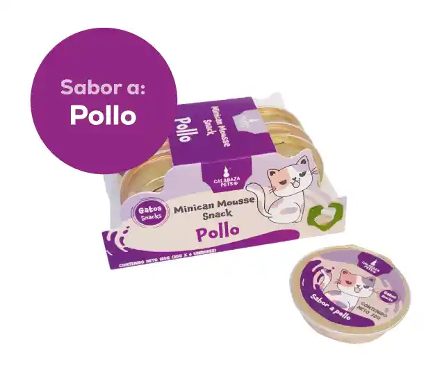 Snack Minican Mousse Alimento Para Gato Caja * 6 Unidades Sabor A Pollo