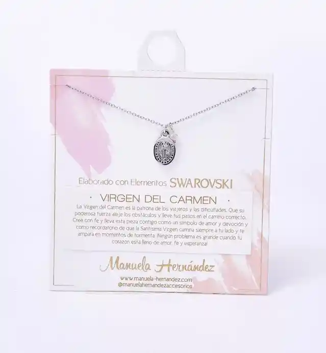 Collar Virgen Del Carmen Swaroski Acero Inoxidable