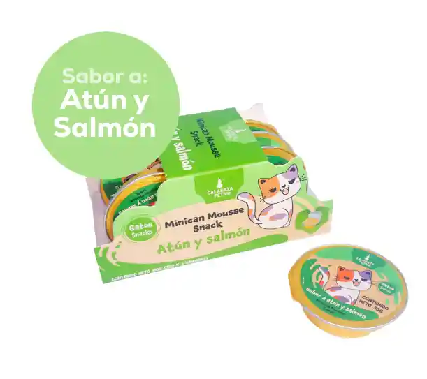 Snack Minican Mousse Alimento Para Gato Caja * 6 Unidades Sabor A Atún Y Salmón