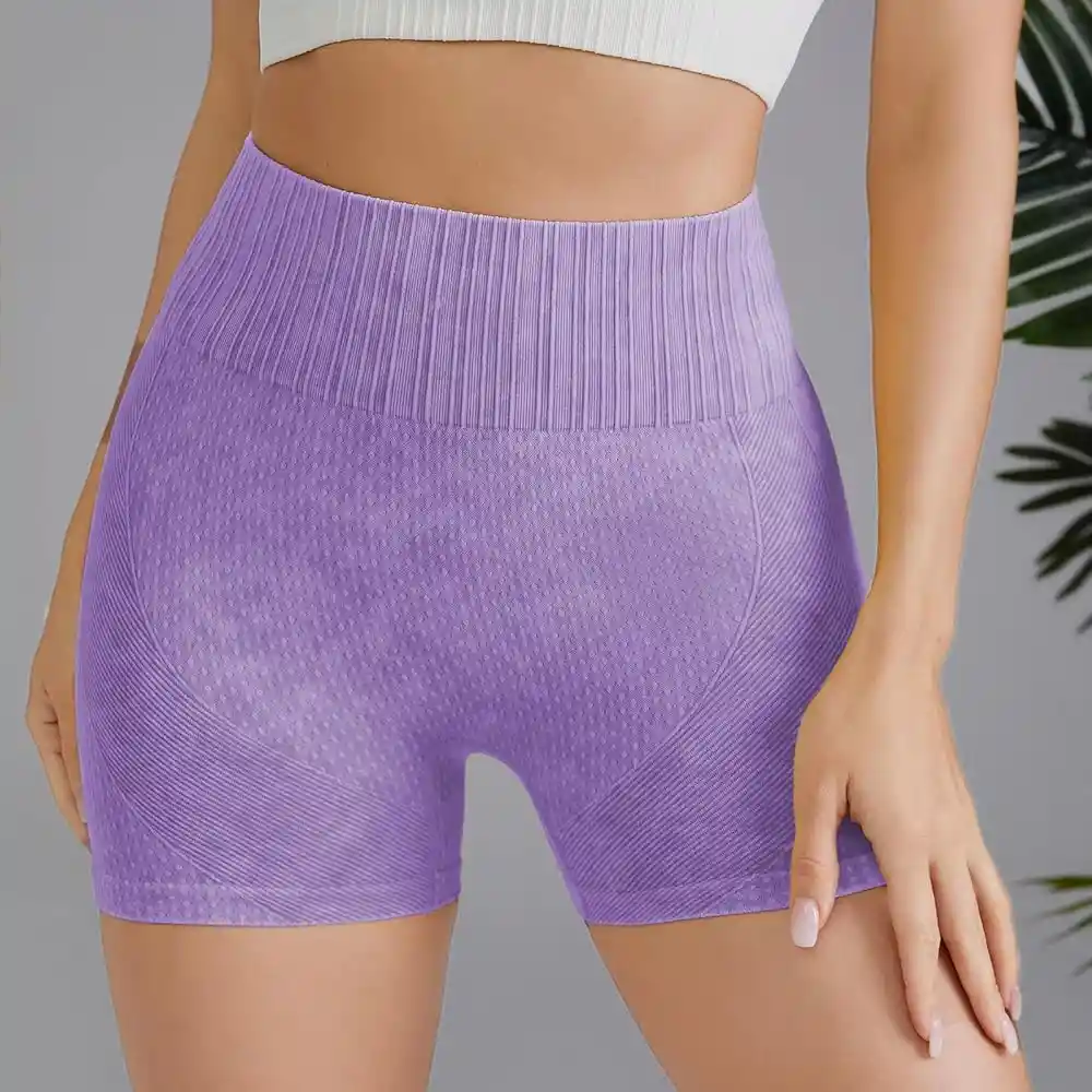 Calza Mujer Short Talla L Frunce Push Up Efecto Washed