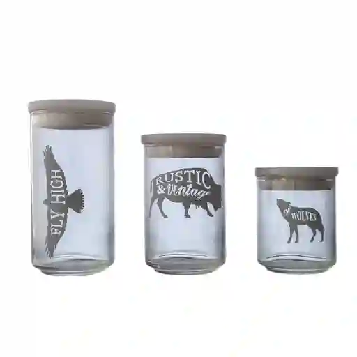 Set De 3 Frascos Wild Collection | Estilo Rústico Y Diseño Animal