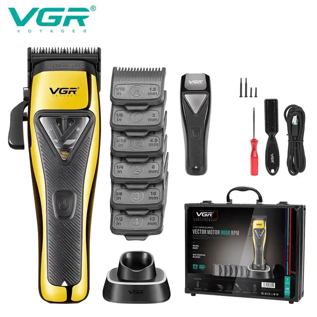 Maquina Cortadora De Cabello Profesional Vgr V-015 Motor Vector 9000rpm Dorado