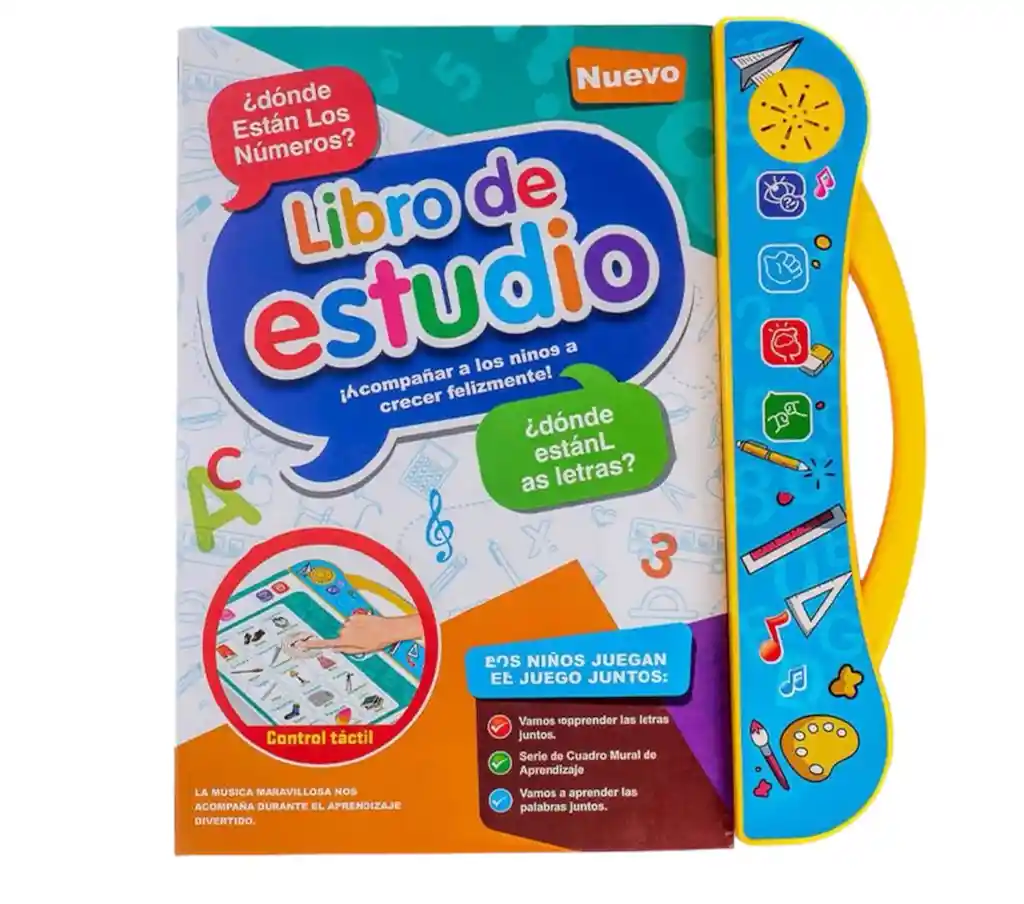 Libro Didáctico Interactivo Aprendizaje Bilingüe Para Niños Color Blanco/celeste