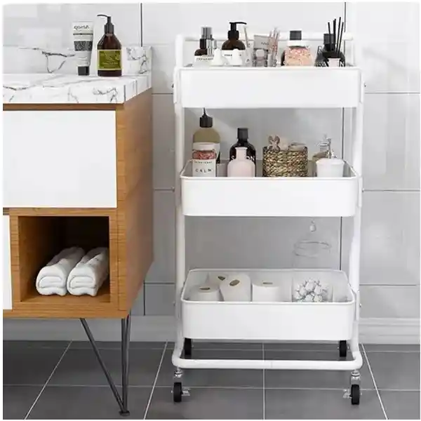 Carrito Organizador De Cocina 3 Niveles Multiusos Color Blanco