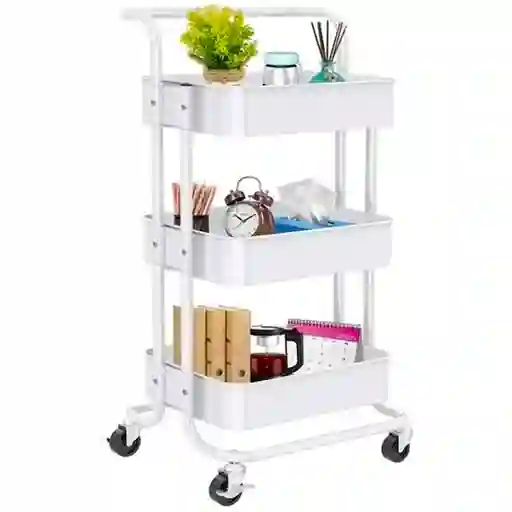 Carrito Organizador De Cocina 3 Niveles Multiusos Color Blanco