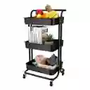 Carrito Organizador 3 Niveles Cocina Multiusos Plastico Negro