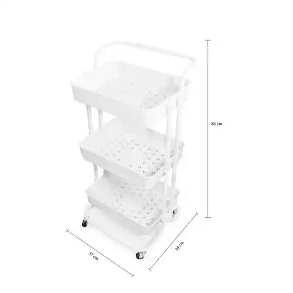 Carrito Organizador 3 Niveles Cocina Multiusos Plastico Negro