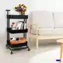 Carrito Organizador 3 Niveles Cocina Multiusos Plastico Negro