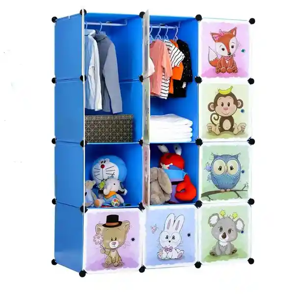 Armario Closet Closet De Niños Multifuncional Grande Infantil Azul