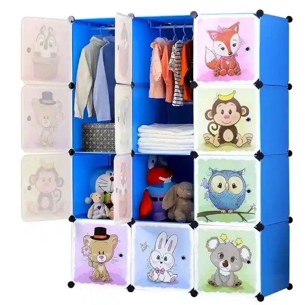 Armario Closet Closet De Niños Multifuncional Grande Infantil Azul