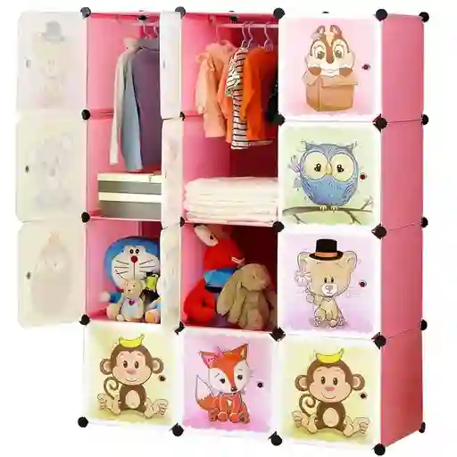 Armario Closet De Niños Multifuncional Grande Infantil Rosado