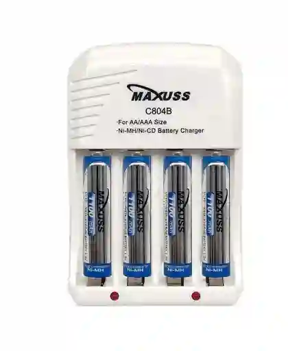 Cargador De Baterias Mixto (aa Y Aaa) Premium + 4 Pilas Recargable Aaa Maxuss De 1100mah C/u