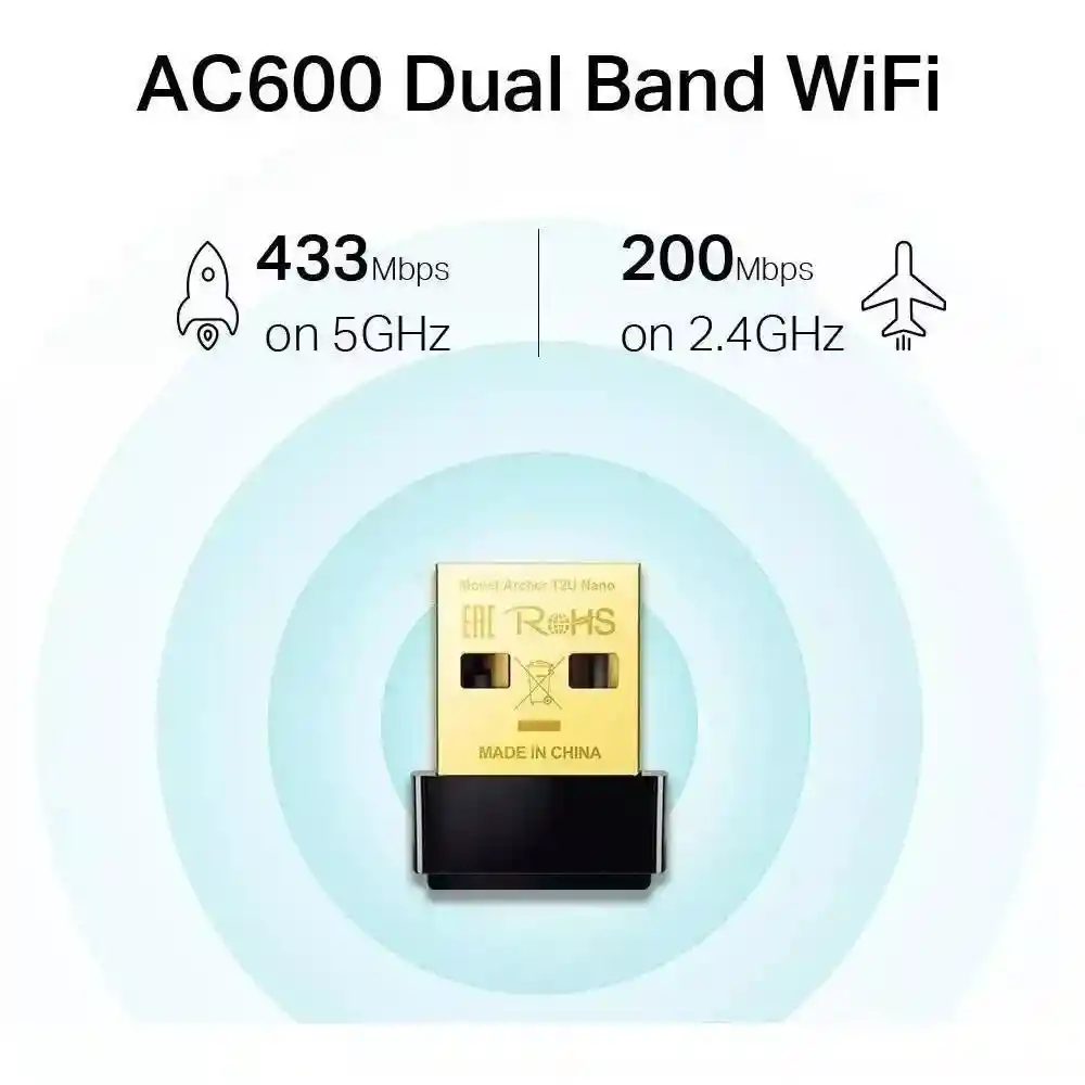 Mini Adaptador Wi-fi Doble Banda 2.4 + 5g / 600mbps Tp-link