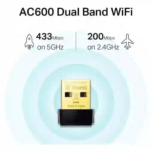 Mini Adaptador Wi-fi Doble Banda 2.4 + 5g / 600mbps Tp-link