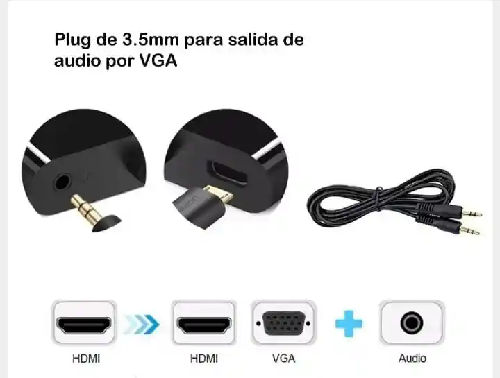 Adaptador Hdmi A Hdmi-vga + Audio Genérico Etr-1582g