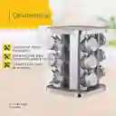 Set Especiero Condimentero En Vidrio X16 Frascos Base Acero