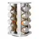 Set Especiero Condimentero En Vidrio X16 Frascos Base Acero