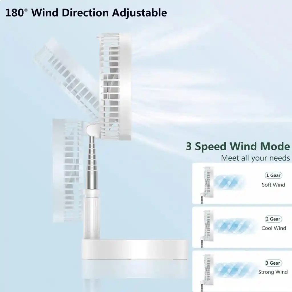 Ventilador Plegable De 4 Velocidades Y Altura Ajustable | Frescura Potente Donde Quieras