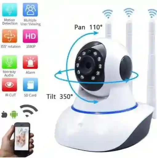 Camara De Seguridad Wifi Smart Net 3 Antenas