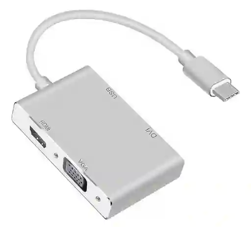Usb-c Hub Con Tipo C, Puerto Usb, Dvi, Hdmi Y Vga
