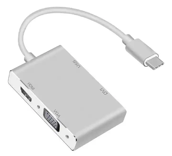 Usb-c Hub Con Tipo C, Puerto Usb, Dvi, Hdmi Y Vga