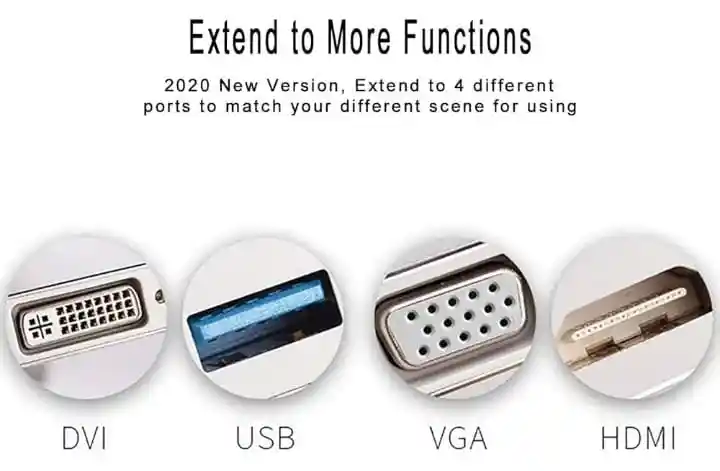 Usb-c Hub Con Tipo C, Puerto Usb, Dvi, Hdmi Y Vga