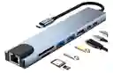 Hub Adaptador Usb C Multipuerto Aluminio 8 En 1 Hdmi