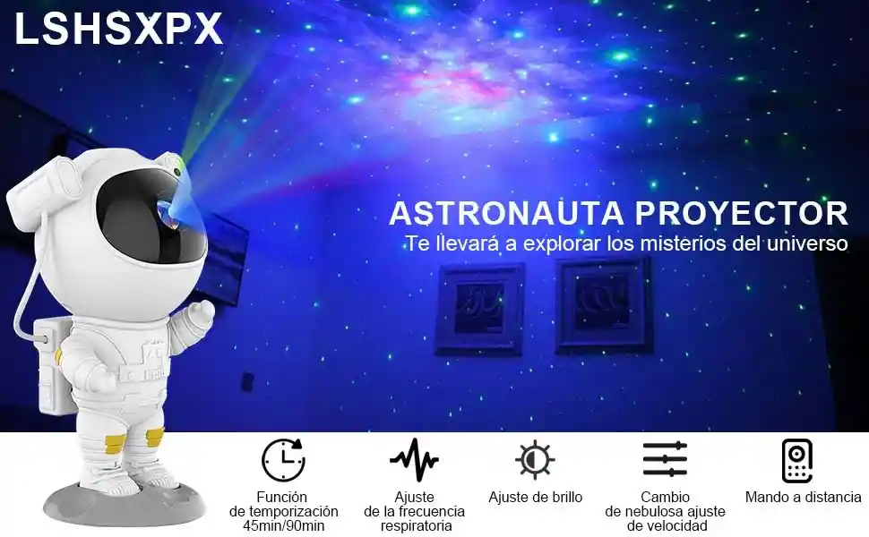 Proyector De Galaxia Y Estrellas De Astronauta Con Luz Nocturna Y Control
