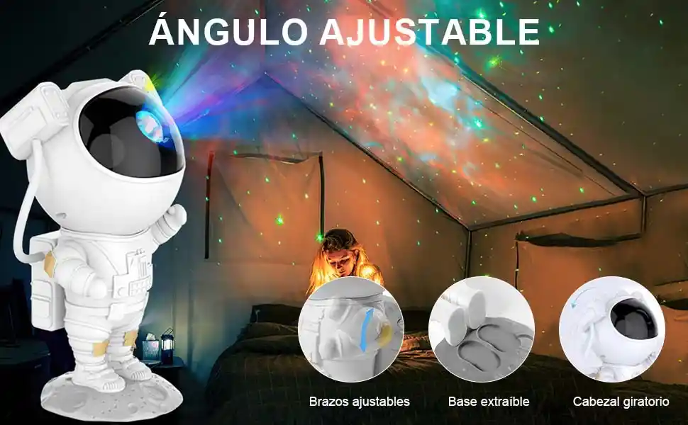 Proyector De Galaxia Y Estrellas De Astronauta Con Luz Nocturna Y Control