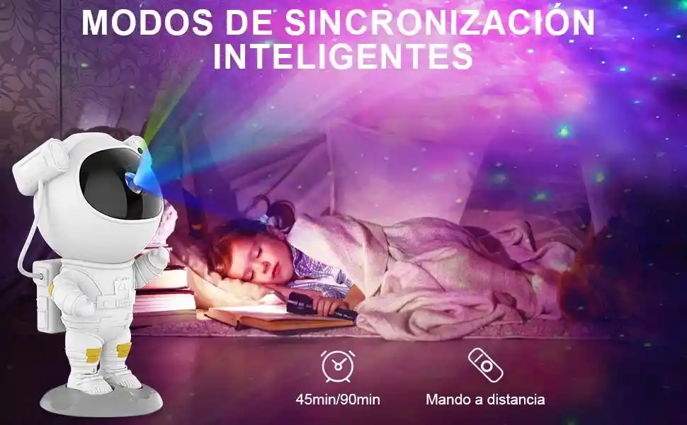 Proyector De Galaxia Y Estrellas De Astronauta Con Luz Nocturna Y Control