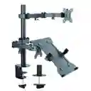 Soporte Para Tv Doble Brazo Para 1 Pc Portátil Y 1 Monitor Color Negro