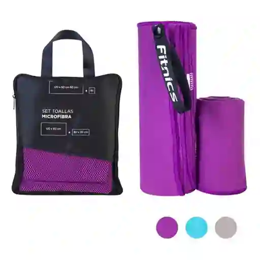 Kit Toalla Microfibra X2 Mas Estuche Morada