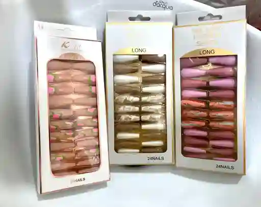 Uñas Postizas Profesionales Decoradas Largas Cuadradas Abs X24unds