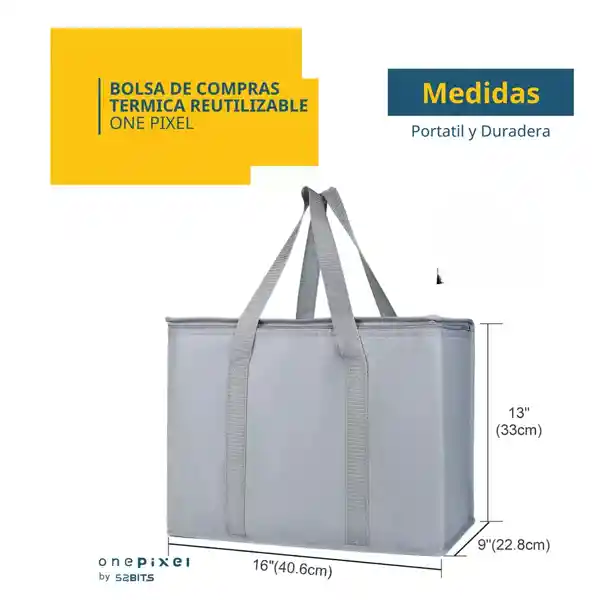 Bolsa De Mercado Termica Grande Con Agarradera Color Gris
