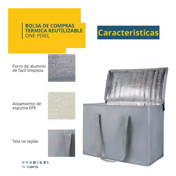 Bolsa De Mercado Termica Grande Con Agarradera Color Gris