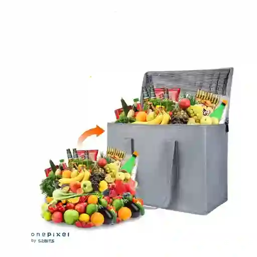 Bolsa De Mercado Termica Grande Con Agarradera Color Gris
