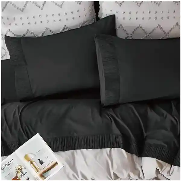 Sabanas King Hotel Suave 1800 2 Fundas Almohada Color Gris Oscuro