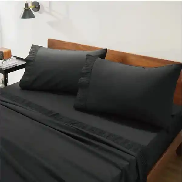 Sabanas King Hotel Suave 1800 2 Fundas Almohada Color Gris Oscuro