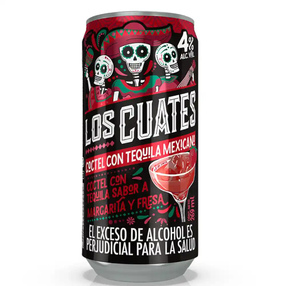 Los Cuates Coctel Margarita Y Fresa 269 Ml