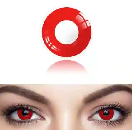 Lentes De Contacto Color Rojo Circulo Halloween Disfraz